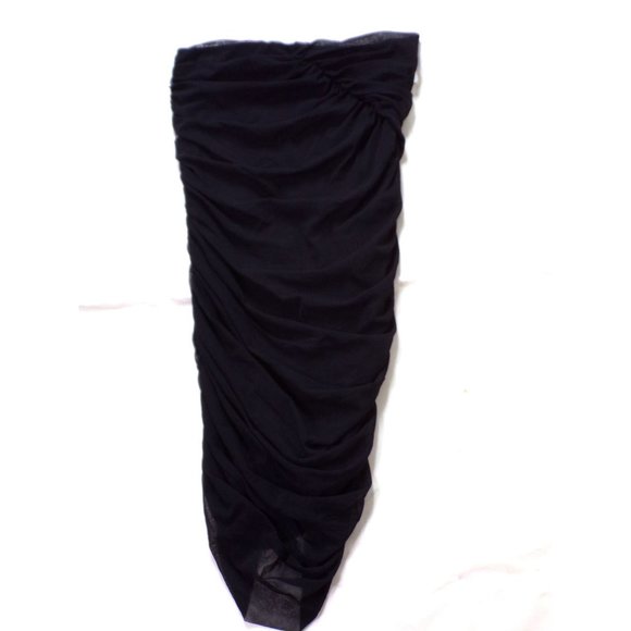 FUZZI Jean Paul Gaultier Bandage Strapless Ruched Mesh Dress Black Large 8-10 - Picture 8 of 9